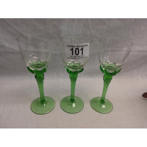 101 - Lot of 3 Vintage Green Glass's