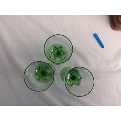 101 - Lot of 3 Vintage Green Glass's