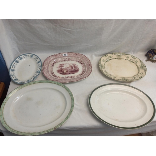 53 - Lot of 5 Victorian Meat Platters