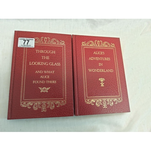 77 - 2 Leather Bound Alice in Wonderland Books