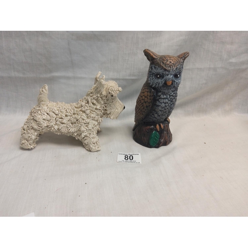 80 - An Owl Figurine and a Dog Figurine