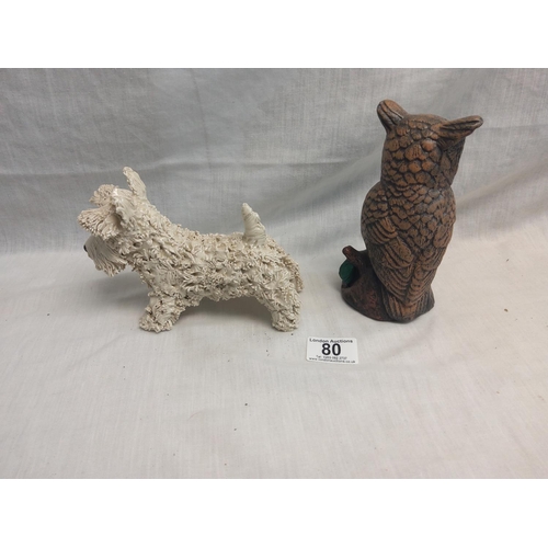 80 - An Owl Figurine and a Dog Figurine