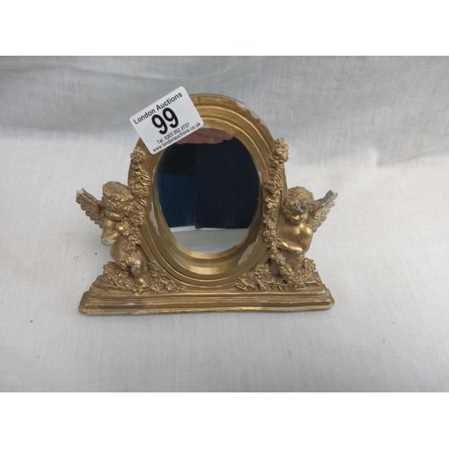 99 - Small Gold Cherub Mirror