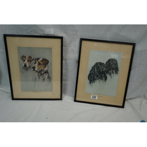 222 - 2 Framed Arthur Wardle Prints One of Cocker Spaniels and one of fox terriers. 37cm x 29cm