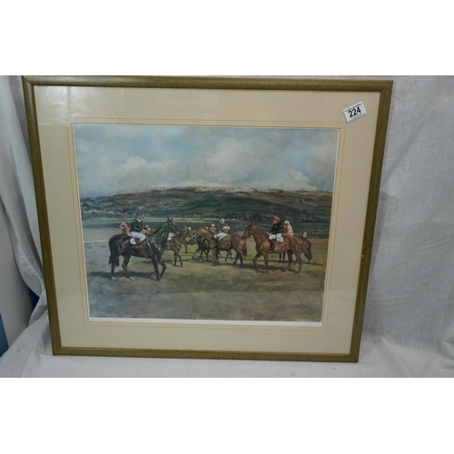 224 - The Start, Cheltenham-Signed Limited Edition Print Claire Eva Burton. 49/500. Framed. 60cm x 68cm