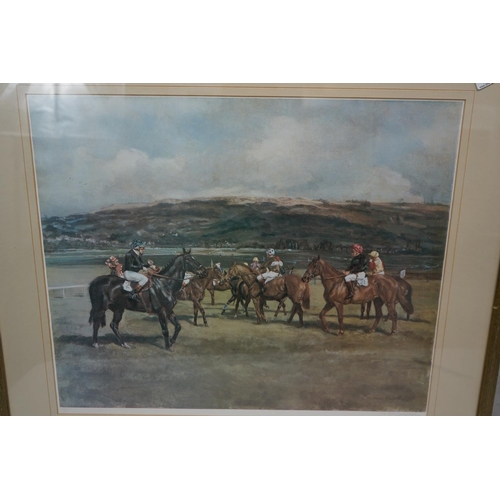 224 - The Start, Cheltenham-Signed Limited Edition Print Claire Eva Burton. 49/500. Framed. 60cm x 68cm