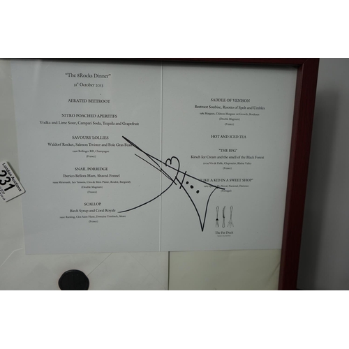 231 - Framed Signed Heston Blumenthal Menu