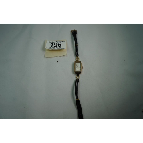 196 - JW Benson 9ct Gold Cased Ladies Wrist Watch