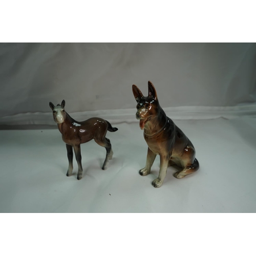 198 - Continental German Shepherd Figurine and an AF Beswick Horse