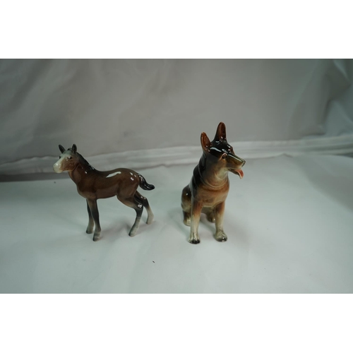 198 - Continental German Shepherd Figurine and an AF Beswick Horse