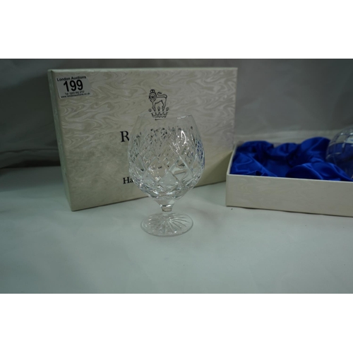 199 - 2 Boxed Royal Doulton Crystal Brandy Glasses