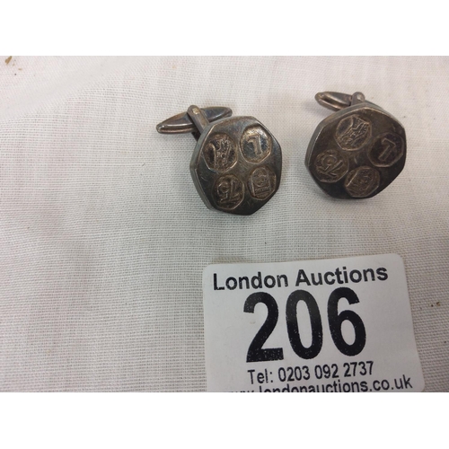 206 - 2 Pairs of Hallmarked Silver Cufflinks