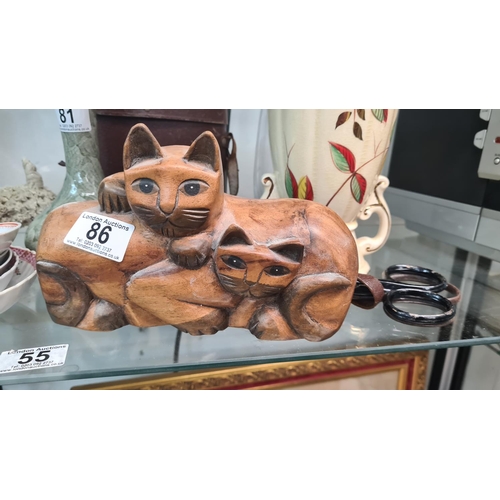 86 - Pair of Carved Wooden Cats