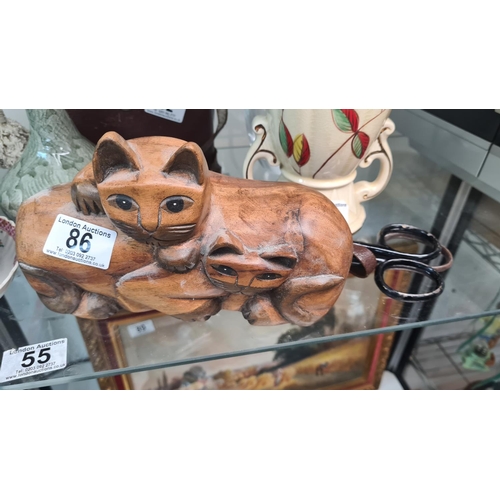 86 - Pair of Carved Wooden Cats