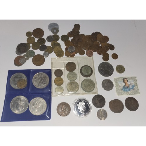 35 - Selection of old coins etc including RAF £5 coin