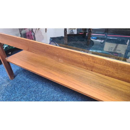 5 - Mid Century Smoked Glass and Teak Coffee Table