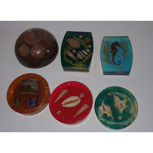 10 - Selection of unusual paperweights including Stamps & coins etc