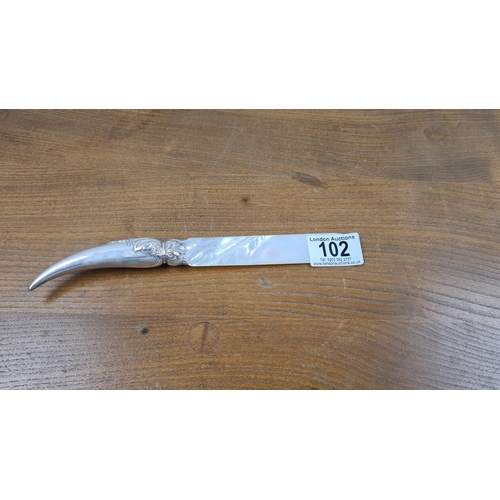 102 - Silver Handled Mother of Pearl Letter Opener
