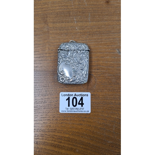 104 - Hallmarked Silver Vesta Case 22.2g