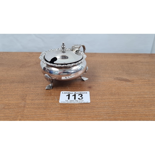 113 - Hallmarked Silver Mustard Pot Birmingham 1914 (94.5g without glass liner)