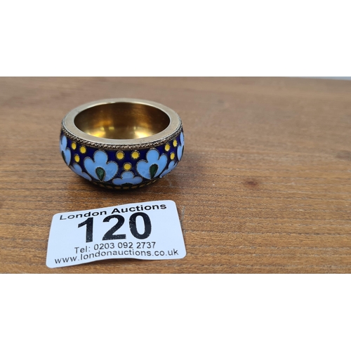 120 - A Russian 916 Silver Enameled Caviar Pot (35g)