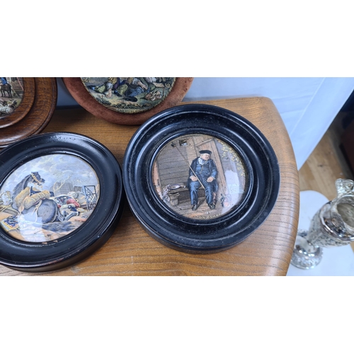 132 - Collection of Framed Victorian Prattware Pot Lids