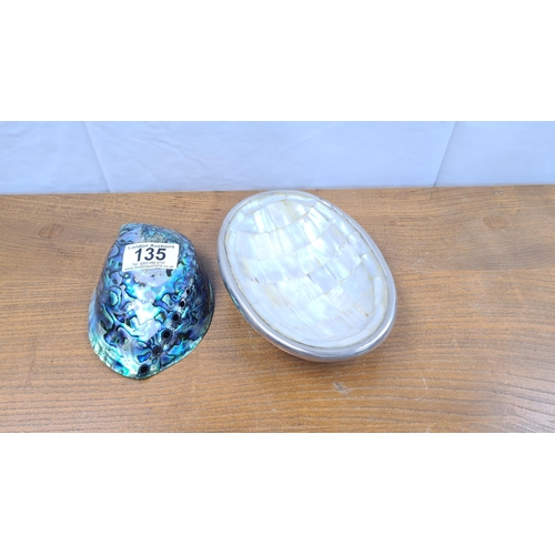 135 - Abalone Shell and a White Metal/Mother of Pearl Dish