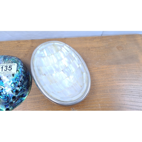 135 - Abalone Shell and a White Metal/Mother of Pearl Dish