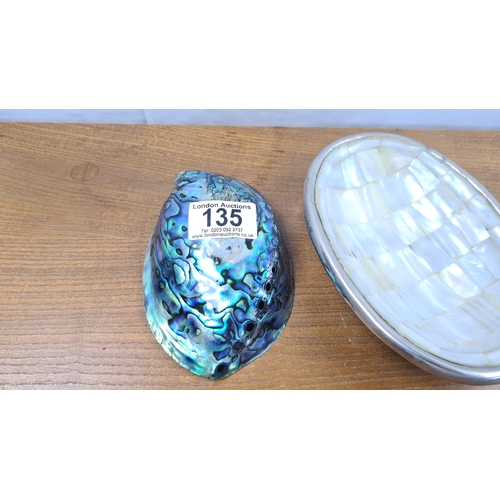 135 - Abalone Shell and a White Metal/Mother of Pearl Dish