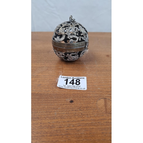 148 - Old White Metal Tibetan Incense Burner