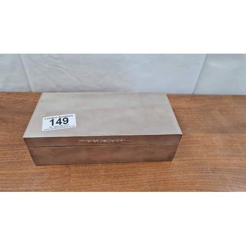 149 - Hallmarked Silver Cigarette Box London 1928 (18cm x 9cm x 5cm)