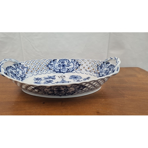 164 - Carl Teichert Meissen Marked Reticulated Plate 19th Century Blue Onion Pattern