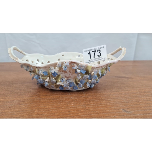 173 - Dresden Hand Painted Reticulated Basket