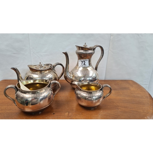72 - Victorian Bachelor Sterling Silver Tea/Coffee Set by George Fox c.1860s (1244g)