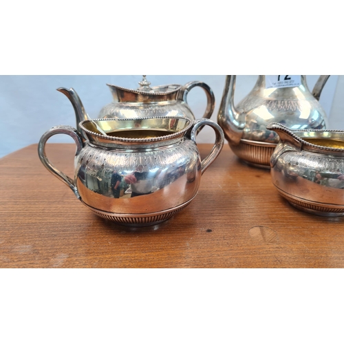 72 - Victorian Bachelor Sterling Silver Tea/Coffee Set by George Fox c.1860s (1244g)