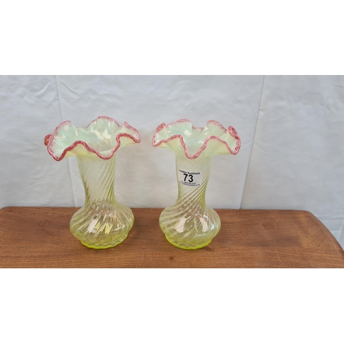 73 - Pair of Victorian Fenton Glass Vases