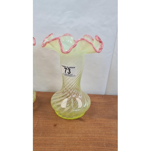 73 - Pair of Victorian Fenton Glass Vases