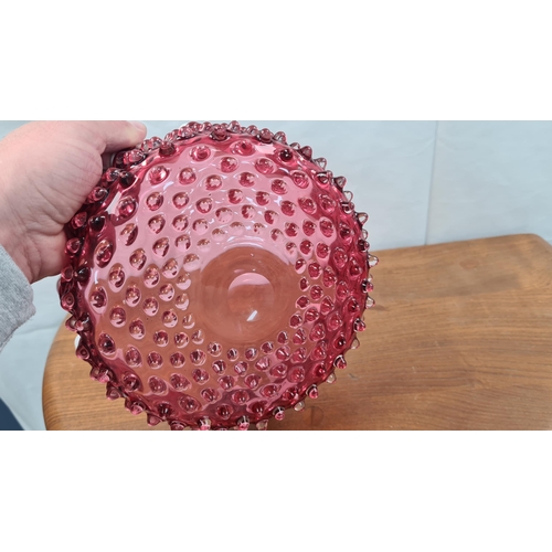 74 - Victorian Fenton Hobnail Cranberry Glass Bowl