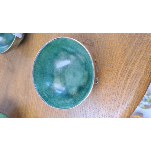 75 - Lot of 6 Jade Chinese Tea Bowls with Dragon & Phoenix Decorated Overlay with 6 Figure Character Mark... 