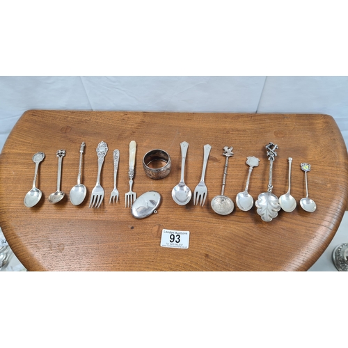 93 - Good Collection of Silver Spoons plus a Napkin Ring and a Locket 247g