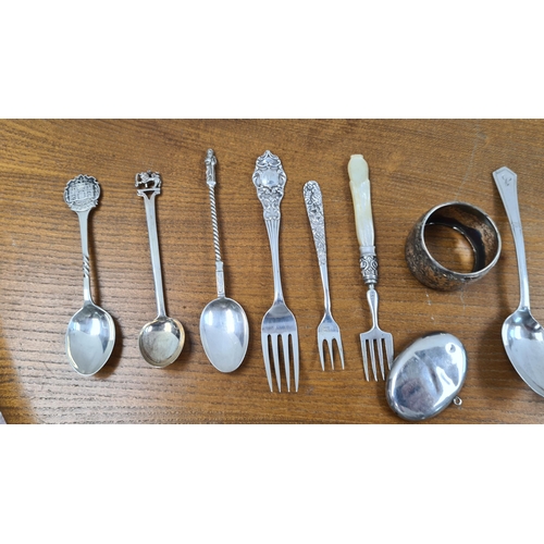 93 - Good Collection of Silver Spoons plus a Napkin Ring and a Locket 247g