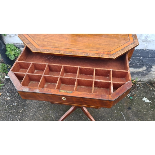 159 - Early 19th Century Mahogany/Satinwood Work Table with ebony inlay (76cm x 49cm)