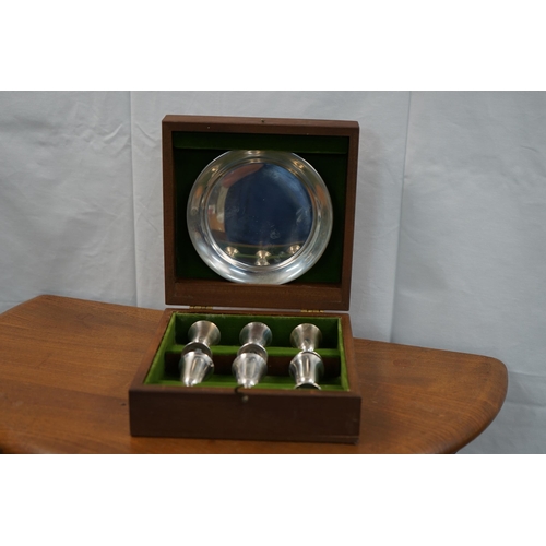 223 - Mid Century Tuttle Sterling Silver Shot Glass Set consisting of a Tray and Six Shot Beakers ( 193g)