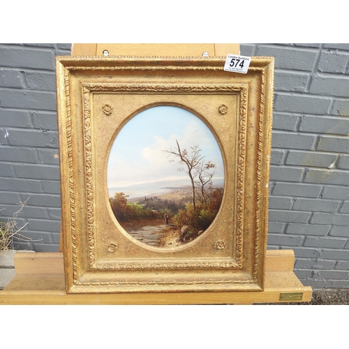 574 - Framed Grand Tour Oil on Board c.1880 signed 