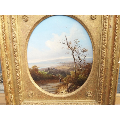 574 - Framed Grand Tour Oil on Board c.1880 signed 