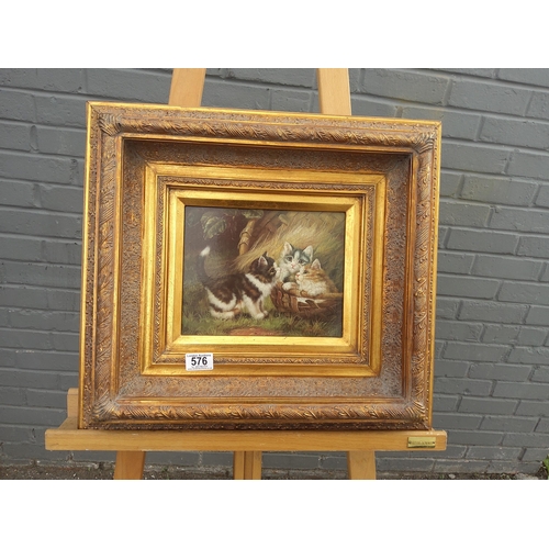 576 - Ornate Framed Kitten Print 51cm x 46cm