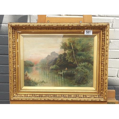 581 - Victorian Gilt Framed Oil on Canvas Signed F Green (51cm x 41cm)