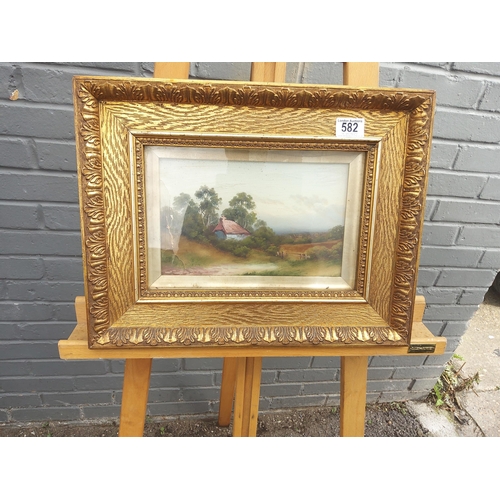 582 - Victorian Gilt Framed Oil on Canvas (AF) 46cm x 35cm