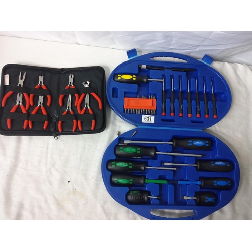 631 - Cased Set of Various Professional Pliers and a Screwdriver Set complete with Ratchet