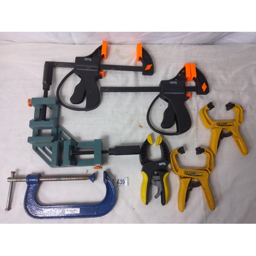 639 - Lot of Various Woodworking Clamps